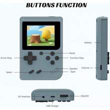 Consola de Juegos Retro Portátil, con 400 Juegos Integrados, Reproductor de Videojuegos Portátil con Pantalla IPS de 3.0 Pulgadas y Batería Recargable (Azul) - Negro - Ver 3