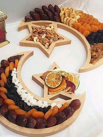 1pc Wooden Star Moon Design Tray , Diy Decoration , Suitable For Home Celebration Party Banquet Table Centerpiece Decoration For Fruits And Desserts Dinner Plate Decorate Your , Party Decoration Decoration Plates Kitchen Accessories Kitchen Decor Trays Fruit Tray Tray Decor Gifts Birthday Graduation