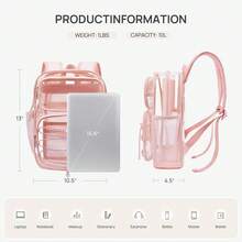 Clear Backpack With Multi-Pockets, Heavy Duty TPU Transparent With Reinforced Straps, Large See Through Bookbag For College, Work - Pink - 3 pink - 查看 3