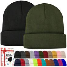 Beanies For Men Women 2 Pack Fall Winter Men's Hats Unisex Warm Knit Skullies Beanies Soft Ski Caps,Green - 綠色的 - 查看 1