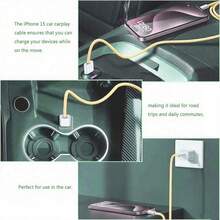 3.3/6.6/10英尺尼龙编织USB-C转Type-C快充线，兼容 17/16/15、安卓手机，适合室内/室外/旅行和车载使用，支持快充 - 黃色 - 查看 6