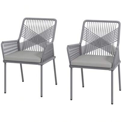 Set Of 2 Rattan Garden Chairs With Armrests, Removable Back Cushion, Weather-Resistant Outdoor Dining Chairs, Garden Chairs, Balcony Chair, Rattan Chair For Garden, Balcony, Terrace, Dark Grey On The Site