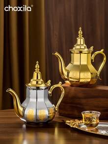 choxila 1pc Stainless Steel Moroccan Teapot, Mint Teapot, Large Capacity Arabic Coffee Pot, Turkish Coffee Kettle, For Home Or Travel - Pot - View 2