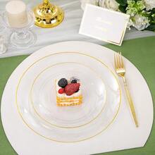150PCS Clear Gold Plastic Plates With Glitter Handle Silverware Set For Wedding Party And Christmas Events Includes 30 Sets Of Disposable Plates Forks Spoons And Knives Elegant Stylish Tableware Solution For Formal And Festive Occasions - Gold - View 5