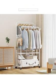 Multi-Layer Hanging Clothes Rack With Drying And Storage Functions For Clothes, Hats, Shoes And Pants – Space-Saving Freestanding Organizer For Bedroom And Dorm, Easy Assembly, Durable Construction, Versatile For Wardrobe, Laundry Room, Seasonal Gear, And Daily Organization, Ideal For Small Apartments And Shared Living, Keeps Garments Dry, Accessible, And Clutter-Free With Modern Design Compatible With Various Interior Styles - Multicolor - View 2