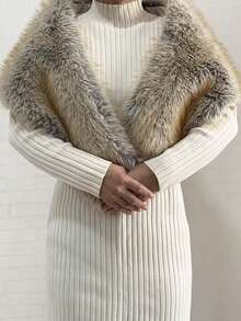 1. Faux Fur Collar & Cuff Set, Warm Faux Fur Scarf, Fluffy Oversized Furry Shawl Wrap For Women In Winter, Suitable For Dresses, Christmas Decoration - Multicolor - View 87