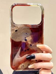 Ốp lưng điện thoại chống sốc họa tiết mực đỏ nâu cổ điển tương thích với iPhone 17ProMax 17Pro 17 Air 17 16 15 14 13 12 Pro Max 11 - Mực bắn tung tóe và pha trộn màu nâu đỏ - Xem 4