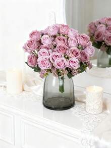 1/80pcs Silk Roses Bouquet With Artificial Foam Fruits, Suitable For Spring Decor, Valentine's Day Bridal Bouquet, Wedding Vase, Home, Restaurant, Bedroom Decor, Holiday, Birthday Party, Outdoor Garden Decor