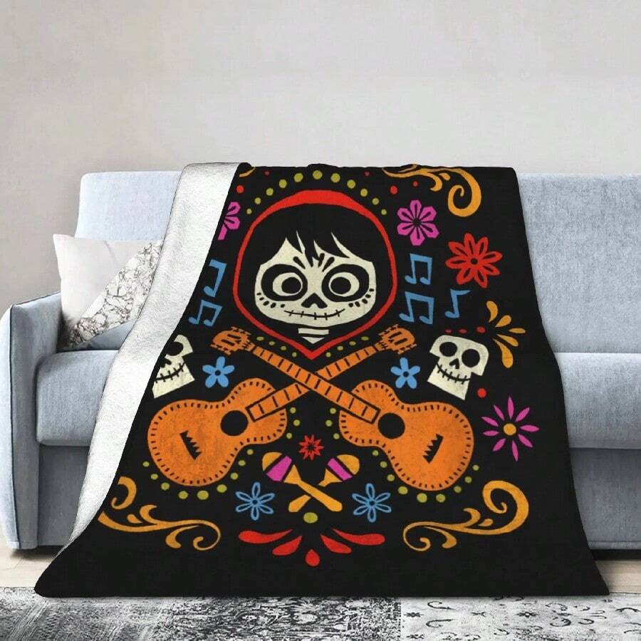 Coco Musical Miguel Flannel Blankets Cartoon Movie Funny Throw Blanket For Bedspreads 125 100cm Lightweight.Jpg - White - View 1