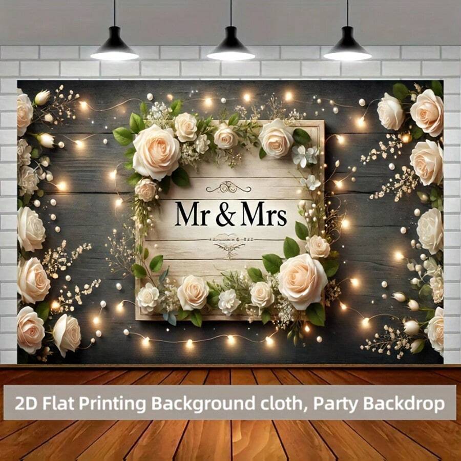 2D Flat Banner 1 Romantic Wedding Background, Polyester Polyester, Party Banner, Multi-Purpose Holiday Party, Courtyard Studio Home And Garden Celebration Multifunctional Outfit