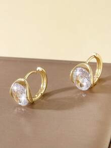 1 Đôi bông tai vòng tròn hình học sang trọng bằng đồng, món quà thời trang dành cho phụ nữ - tròn - Xem 7