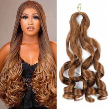 100g/Pack 24 Inch Brown French Curl Soft Braiding Wig, Pre-Stretched Loose Wave Elastic Yaki Wig Suitable For Hair Extensions & Braiding (#33) - Multicolor - View 16