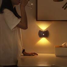 1/2/4 Pcs Dual-Head LED Motion Sensor Wall Light, LED Night Light With Motion Detection, Indoor Motion Sensor Wall Lamp, Wireless LED Wall Light, Wall Lamp, Battery-Powered,Adjustable Three-Color Dimming, Suitable For Living Room, Bedroom - Multicolor - View 9