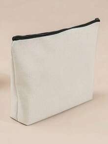 5/10个装米色空白帆布拉链袋 - 多功能DIY手工、化妆品和铅笔收纳袋，适合旅行和收纳，手工收纳 | 简约设计 | 拉链袋，用于存放化妆品、洗漱用品和文具，白色带黑色拉链，洗漱包