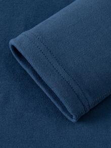 男士双面抓绒高领长袖T恤3件装，秋冬保暖休闲套头卫衣 - 藏蓝色 - 查看 9