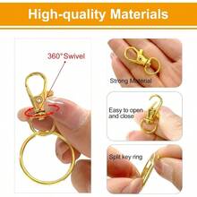 60PCS Keychain Making Kit, Including 30PCS Keychains Clips Hooks And 30PCS Key Chain Rings, Lobster Claw Clasps With Keychains Rings Accessories Jewelry Making