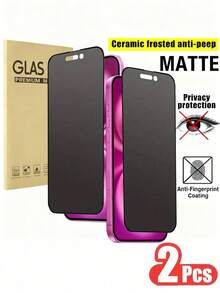 2片装全覆盖磨砂防窥屏保护膜，磨砂质感，9H硬度升级边缘保护，防脱落，防刮花，易于安装，无气泡，兼容 17/17 Pro/17 Pro Max/17 Air/16 Pro Max/16 Plus/15 Pro Max/14/13/12/11系列 - 黑色 - 查看 10