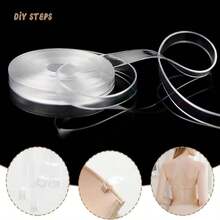 Wzttdm 109 Yards Clear Bra Straps, Transparent Elastic Band For Sewing, 180 Pcs 6 Styles Bra Strap Clips, Adjustment Bra Strap Hooks For DIY Shoulder Bra Strapless Dress Sewing Project - trắng - Xem 5