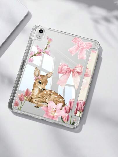 Deer Pattern Protective Case, Compatible With 10th Gen, 10.2/Mini 6/Mini 7/9.7", Compatible With Samsung Galaxy Tab A9 Plus, 3+Y Foldable Anti-Bend, Built-In Pencil Slot, Compatible With Kindle (11th Gen) 2022 Release, Reinforced Silicone Corners, Auto Wake/Sleep Function, Perfect Daily Protection, Ideal For Valentine's Day, Christmas, And Spring Romantic Gifts, Fashionable Minimalist Pattern.