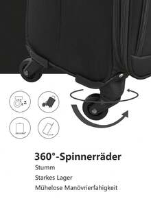 Walizka z tkaniny Oxford, walizka na kółkach, duża pojemność, 4-częściowy zestaw walizek z tkaniny Oxford, 20/24/28/32 cale, odporna na zarys Oxford, 20/24/28/32 cale, odpornaa zarys może być używana jako bagaż podręczny lub walizka - 黑色 - 查看 8