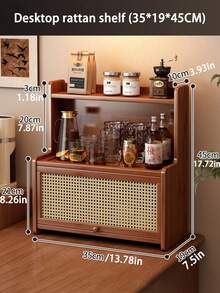 2 Ripiani in Bambù Naturale, Scaffale Organizzativo da Cucina con Copertura Antipolvere, Portaspezie, Scaffale Organizzativo da Bancone per Tazze, Condimenti, Libri, Piante in Vaso - Scaffale Multifunzionale, Ideale per Casa e Ufficio - Multicolore - Visualizzare 14