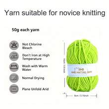 2 Skeins*50G Polyester Icelandic Chenille Yarn, Super Soft & Cozy, Warm, Easy To Shape, Vibrant Colors, Ideal For Handmade Knitting Projects Like Hats, Scarves, Blankets, Long Skein Length Approx. 55m/59yds Per Skein, Beginner Friendly