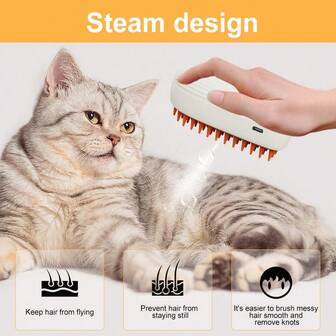 Pet Silicone Steam Brush (For Cats) - Indoor Cat Deshedding Steam Brush, Rechargeable Dog Steam Brush, Dog Mist Hydrating Steamer, Pet Grooming Deshedding Spray Brush, Silicone Brush Is More Skin-Friendly For Pets