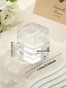 Customize 1pc Personalized Acrylic Wedding Ring Box, Customize Name And Date Pattern Ring Box, Heart-Shaped/Hexagonal Ring Box, New Wedding Gift, Wedding Party Gift, Bride Gift, Suitable For Him/Her, Boyfriend, Girlfriend, Couple, Wife, Husband, Anniversary, Wedding, Valentine's Day, Unique Gift - Multicolor - View 2