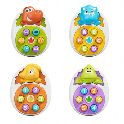 Juego de 4 piezas de juguetes con forma de dinosaurio, regalo único, juguetes para niños (azul, verde, naranja y rojo), juguetes educativos interactivos de aprendizaje, adecuados para juegos familiares