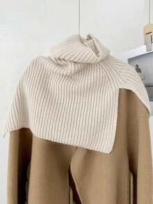 1 szt. Damski, jednokolorowy, dzianinowy, ciepły szalik, modny, uniwersalny i wygodny szal, ocieplacz na szyję na jesień i zimę, odpowiedni do noszenia na co dzień i na zewnątrz - A - Zobacz 5