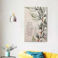 Framed Lyrics Floral Watercolor Canvas Wall Art Poster - "Isn't It Pretty To For THINK Perfection Is All Along Invisible Stringing You To Me" Song Quote, Green Foliage & Pink Flowers Design, Modern Aesthetic Music-Themed Gift For Swifties, Home Office, Living Room, Bedroom Decor, Artistic Print, Highquality Print, Decorative Print, Music Lovers, 2D Flat, Perfect For Room Decor - 框架 - 查看 4
