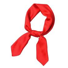 Lastclream Chiffon Square Neck Scarves For Women Handkerchief Retro Satin Ribbon Scarf For Hair Wrapping 23.6inch 26inch,23.6inchRibbon-Red - 23.6吋絲帶-紅色 - 查看 3