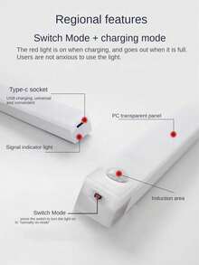 10/20/30/50cm White LED Bar Cabinet Light Dimmable Rechargeable Night Light - White - View 7
