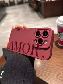 1pc Perforated Edge Letter Printed Thick Shockproof Painted Phone Case, Compatible With IPhone 17pro/17Air /17/17promax16/11/16pro/16plus/16promax/16e/15Promax/13/14/12/XS/XR/7G/8P