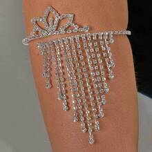 1 Inlaid Rhinestone Exaggerated Bracelet With Water Droplet Design For Women's Fashion Show Rhinestone Bracelet, Wedding Jewelry - Tassel Silver - View 3