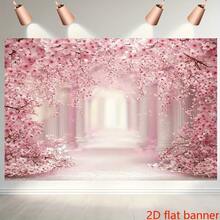 Banner phẳng 2D 1 Phông nền chụp ảnh hoa, Cổng vòm hoa anh đào màu hồng bằng polyester, Giặt máy, Không cần điện, Thích hợp cho ảnh chân dung tại nhà và trang trí tiệc, Có nhiều kích cỡ - 1 - Xem 2