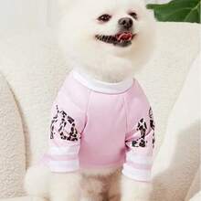 Áo thun in họa tiết da báo thời trang size 10 cho thú cưng, thoáng khí và thoải mái. - Màu Hồng baby - Xem 4