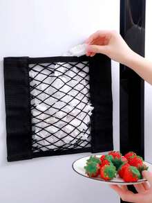 免钻孔自粘式壁挂收纳袋，网状袋，垃圾袋支架，适用于厨房橱柜门、汽车后备箱、水槽下方，可用于厨房收纳、家居装饰、浴室配件、衣柜整理、家用物品收纳。 - 彩色 - 查看 6