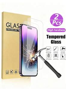 2pcs 9H Ultra-Clear Ultra-Thin Tempered Glass Screen Protector, Compatible With IPhone 14, 13, 12, 11 Pro Max, 17/17 Pro/17 Pro Max/17 Air/16 Pro Max/16 Pro/16 Plus/15 Pro/15 Plus/11/12/13/Mini/XR/SE (2020/2022 Models), Anti-Scratch, High Definition, Screen Protector - Clear - View 21