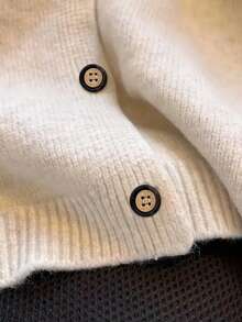 Women's Casual Oversized Collar Contrast Color Cardigan Top, Versatile For Autumn/Winter