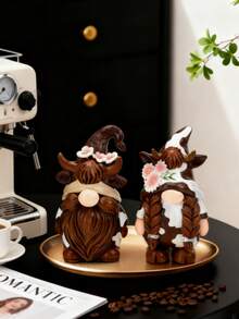 1PC Whimsical Cow - Themed Gnome Resin Decor Set This Pair Of Cute Gnomes Is Perfect For Coffee Bars, Living Rooms, Or Desks. Ideal For Adding A Playful, Charming Touch To Whimsical Home And Kitchen Decor - Multicolor - View 8