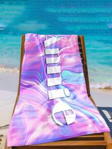 Personalized Family Name Customization Beach Towel - Name/Text - Gradient Laser Background/Yellow/Purple/Blue - Fading Microfiber - Adult Name Personalization - Swimming Pool, Vacation, Gift - Multicolor - View 5
