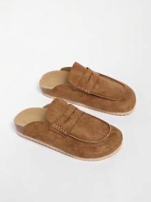 New Autumn Fashion Slippers, Suede Loafer Mule Shoes,Flats - Khaki - View 7