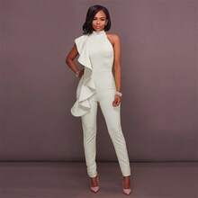 European And American Women's Fashion Dress Ruffled Sleeveless Sexy Jumpsuit One Piece - 白色 - 查看 8