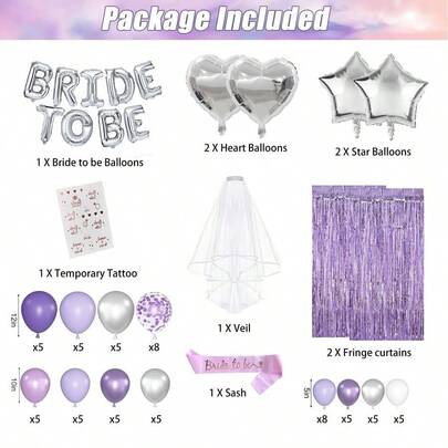 Bachelorette Party Decorations Set- Purple Bridal Shower Decorations Engagement Wedding Party Decor With Bride To...