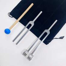 1 Set, Silver 128Hz + 384Hz, 128Hz + 432Hz Tuning Forks, Aluminum Alloy Tuning Fork Set (Includes Velvet Pouch + Mallet + Accessories) - Silver - View 4