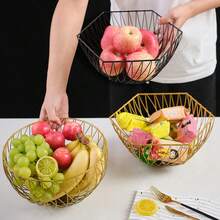 Iron Fruit Basket, Rust-Resistant & Breathable Snack Bowl - Kitchen Storage Organizer Rack, Can Hold Fruits And Packaged Snacks, Also Suitable For Living Room Or Kitchen - Multicolor - View 9