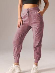 Women Light Soft Sports Long Pants For Running Fitness Casual Hiking Outdoors - Bụi tím - Xem 9