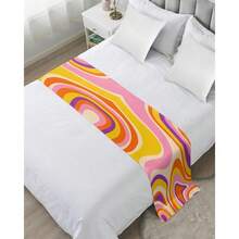Abstract Marble Bed Runner Scarf King Size Luxury Bed Throw Runners Scarves For Twin Full Queen King Foot Of Bed Bedroom Hotel Wedding Room Decoration Modern Rainbow Colorful Marbling 94x20 - Texturesab9338 - View 2