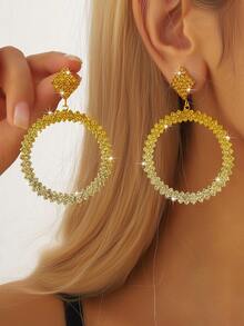 2pcs Exaggerated Personalized Frosted Big Hoop Earrings For Women Party Accessories - Multicolor - View 1